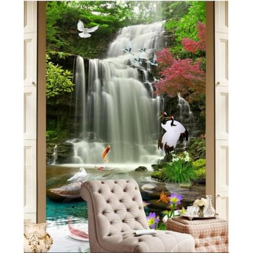 Custom photo 3d wallpaper Non-woven mural picture wall sticker 3 d fish waterfall figure porch painting 3d wall room wallpaper