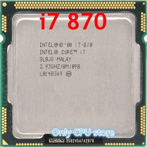 Original lntel Processor i7 870 Quad Core 2.93GHz TDP 95W LGA 1156 8MB Cache Desktop CPU (working 100% Free Shipping)
