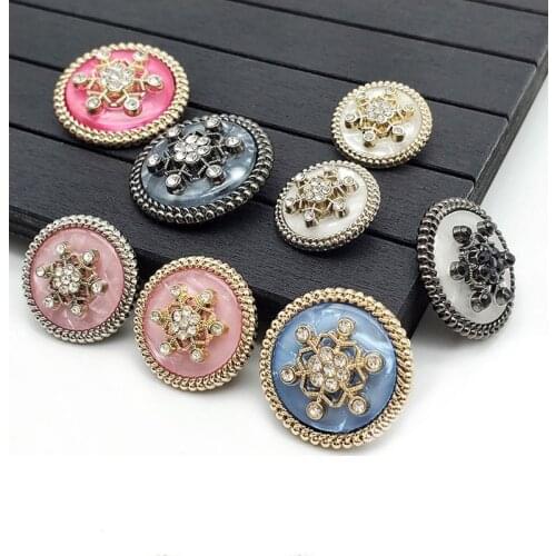 5pcs/lot Snow Rhinestone Buttons for Needlework Sewing Metal Button for Clothing Diy Accessories Decorative Craft for Supplies