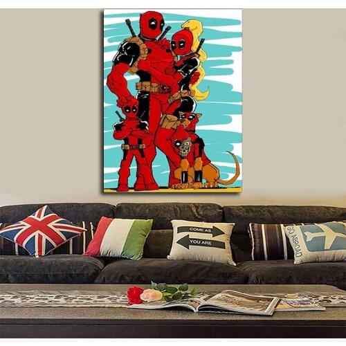 Funny Deadpool Family Posters and Prints Marvel Superhero Canvas Painting Wall Art Print Canvas Home Decor Childrens Gifts