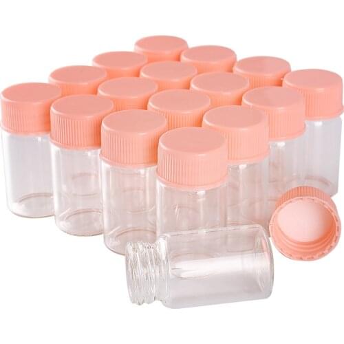 100 pieces 7ml 22*40mm Glass Bottles with Pink Plastic Caps Spice Jars Perfume Bottle Art Crafts