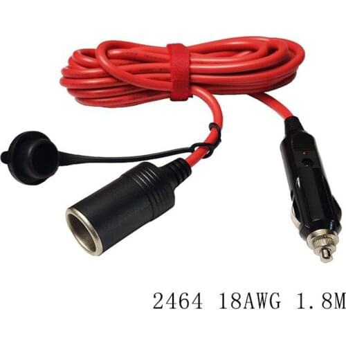 12V Car Cigarette Lighter Extension Cable Socket Car Cigarette Lighter Male Plug, 1.8m, 18AWG Cigarette Lighter Plug Adapter