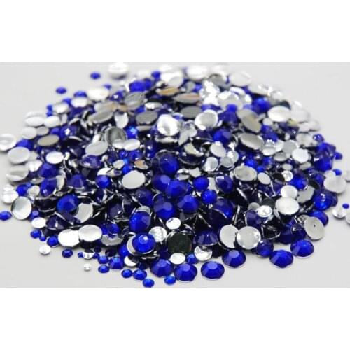 Apparel decoration Nail art Glue On rhinestone Sapphire Color Mixed Sizes Acrylic Stones Non Hotfix Crystal For Nail Accessories