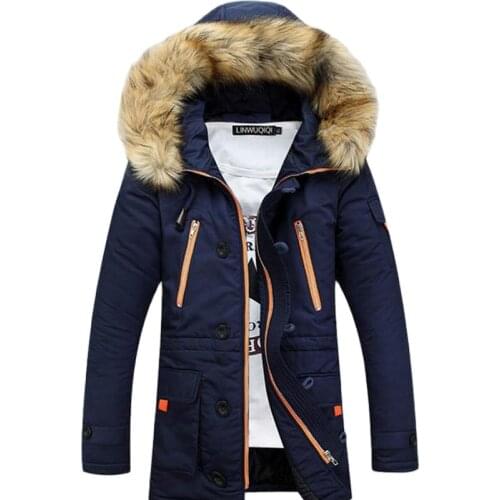 Thicken Mens Winter Faux Fur Collar Long Thick Parkas Jacket Men Outwear Hooded Windbreaker Male Outdoor -30 Degree Snow Jacket