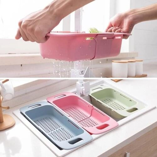 Retractable Kitchen Foldable Sink Drainer Plastic Filter Dish Rack Flexible Drain Basket Drainer Folding Vegetable Drain Basket