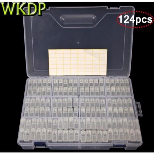 WKDP 124pcs Large Size Plastic Storge Box For 5D DIY Diamond Painting Embroidery Accessories Tools With Stickers Big Capacity
