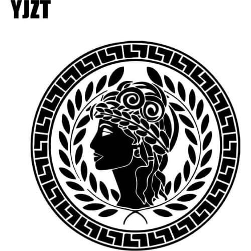 YJZT 14.7*14.7CM Greek Peace And Love Lady Vinyl Fashion Decal Car Sticker Popular Style Skillful Design Black/Silver C20-1056