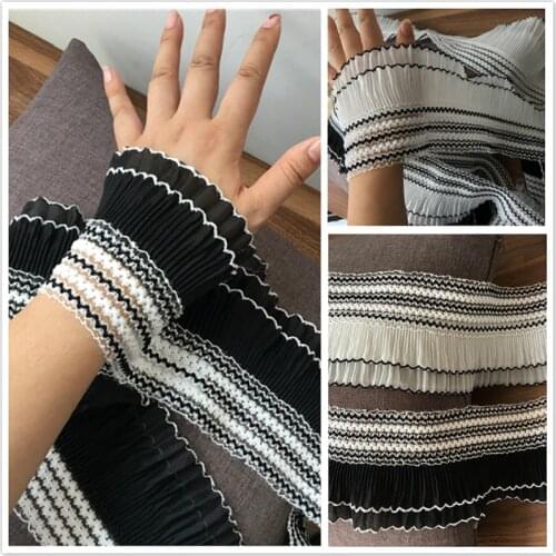 NEW Widen Stretch Chiffon Pleated Lace Fabric DIY Ladies Doll Campus Style Collar Cuff Skirt Hem Trim Vestido De Renda Dentelle