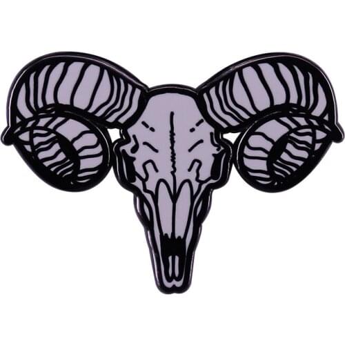 Baphomet Goat Head Badge Skull Enamel Pin black gothic style Brooch traditional animal Jewelry