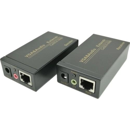 1pcs 100M 328ft VGA Video Audio Extender Over Single RJ45 CAT5e/6 1080P Extension adpater Lightning protection