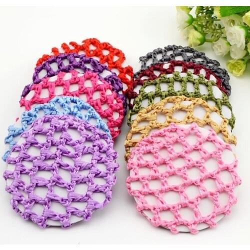 1pcs/pack Elastic Hair Snood Net Handmade Crochet Pearl Hairnet Heardress For Dance Performance Hairnet