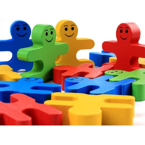 16pcs Colorful Wooden Balance Villain Blocks Montessori Early Learning Gifts