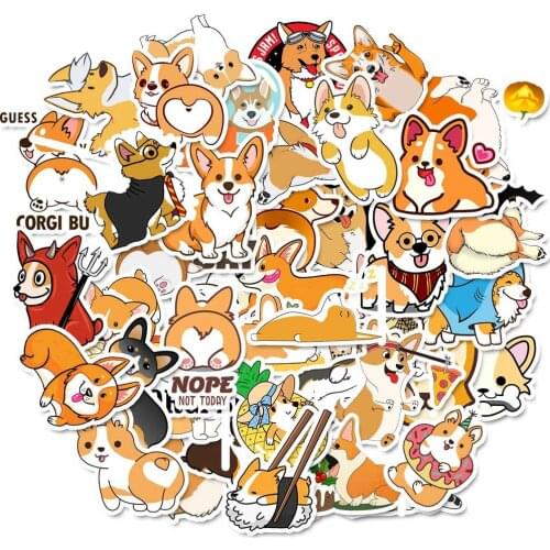 25/50pcs Kawaii Corgi Waterproof PVC Journal Decorative Stationery Craft Stickers Scrapbooking DIY Diary Album Stick Label