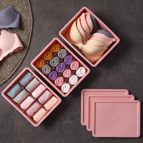 3pcs Plastic Organizer For Underwear Storage Items Closet Boxes For Storing Things Drawers Dividers For Cloth Wardrobe Organizer