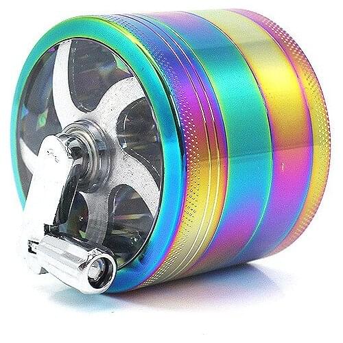 4 Layers 63mm Ice Blue Herb Tobacco Spice Weeds Grass Zinc Alloy Grinder Smoke Crusher Hand Crank Muller Mill Smoking Maker