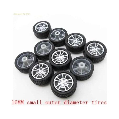 40PCS free shipping 16MM mini rubber wheel four-wheel drive wheel DIY toy small production plastic wheel model Technologies