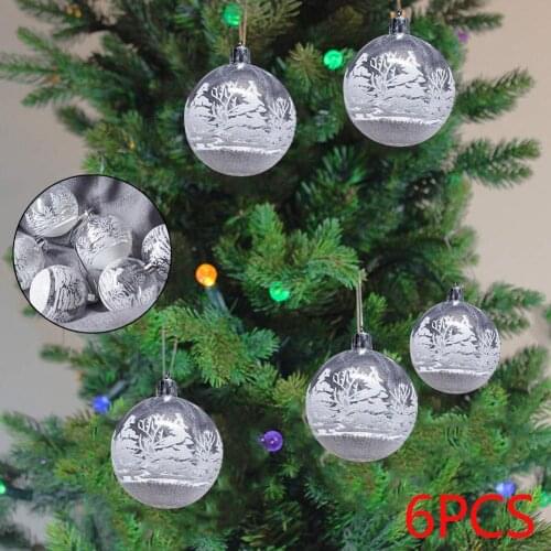 6Pcs/Lot Multicolor Plastic Ball Christmas Tree Ornaments Hanging Pendants Craft New Year Xmas Decor Home Party Decoration