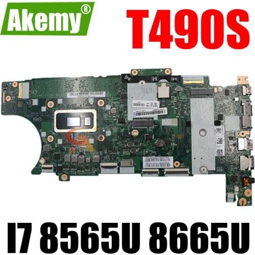 Akemy For Lenovo ThinkPad T490S Laptop Motherboard NM-B891 W/ I7 8565U 8665U 8GB RAM FRU 01HX964 01HX940 01HX942 01HX912 01HX910