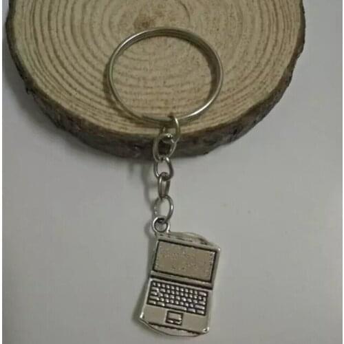 Computer - Laptop Keychain-Fashion jewelry Tibetan silver charm pendant key chain ring DIY Fit Keychain Fast shipping D383