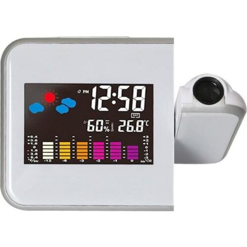 Colorful LED Digital Projection Alarm Clock Temperature Thermometer Humidity Hygrometer Desk Time Projector Clock