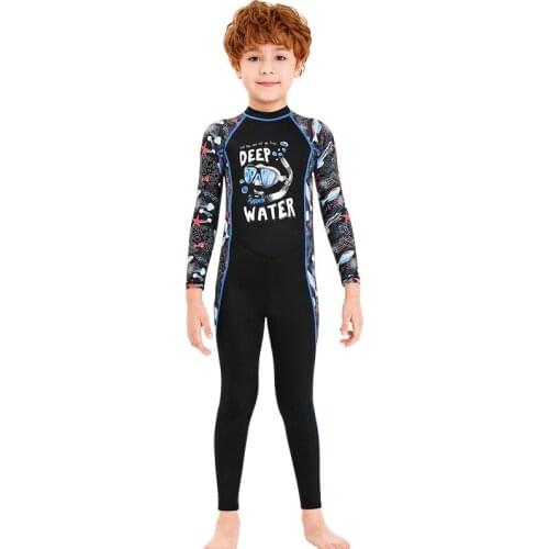 Childrens swimsuit sunscreen one-piece wetsuit long-sleeved childrens drifting snorkeling quick-drying jellyfish suit UPF50