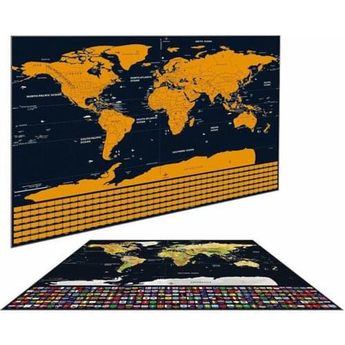 42x30cm World Travel Map Scratch Gold Foil Travel Map Scratch Off Foil Layer World Map Decoration Wall Stickers Office Supplies