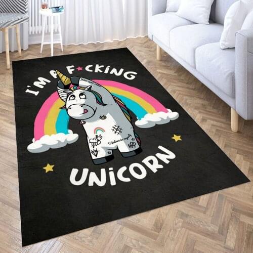 I am a fucking unicorn Carpet for Living Room 3D Anime Cartoon Rug Gamer Teen Room Bedside Lounge Rug Kids Children Floor Mats
