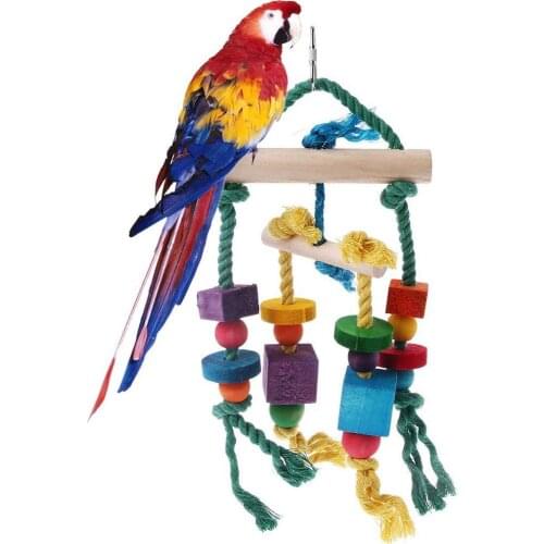 Colorful Beads Bells Parrot Toys Suspension Hanging Bridge Chain Pet Bird Parrot Chew Swing Toys Bird Cage Home Decoration