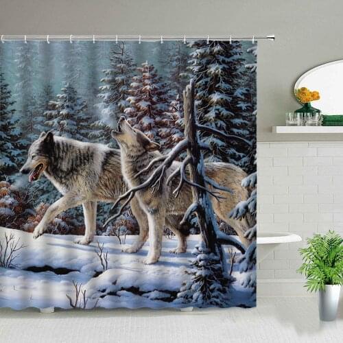 Creativity Animal Wolf Tiger Series Snow Shower Curtain Windproof Bathroom Decoration Home Furnishing