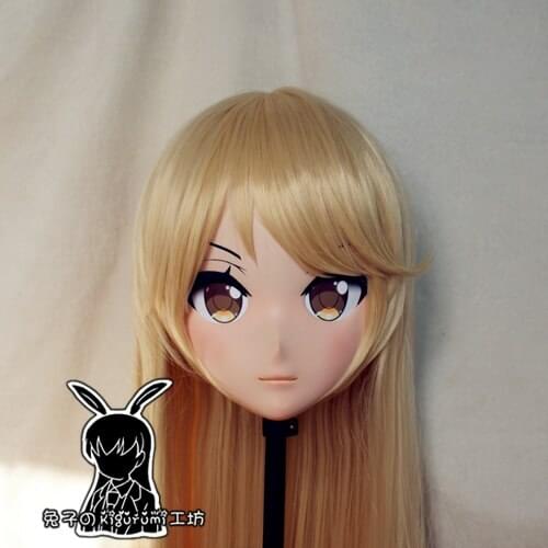 Rabbit 93) Resin Cross dress Pretty Girl Head BID Doll Mask Japanese Anime Kigurumi Mask Cosplay with Wig