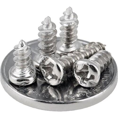 M1 M1.2 M1.4 M1.5 M1.7 Phillips Cross Recessed Pan Head Self Tapping Screw Metric Thread Round Bolt Steel Nickel Plated 1000pcs