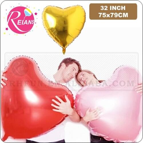 75cm Big pink red heart giant balloon for birthday wedding Party decoration valentines day heart foil balloon helium inflatable