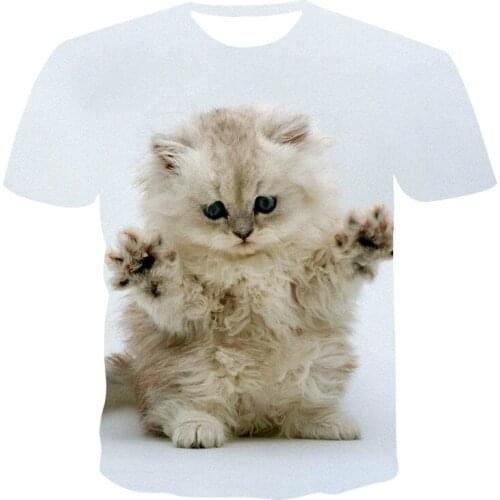 2021 summer boys new 3D animal print T-shirt hip-hop boys clothing, fashionable and casual men’s loose-fitting clothing, good-lo