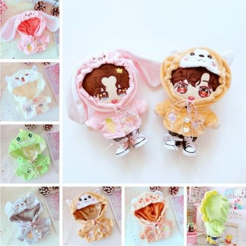 New Arrival Dinosaur Rabbit Peppy Plush Warm Overall Jumpsuit One-piece For 20 cm Doll EXO Stuffed Baby Dolls Toys Accessories