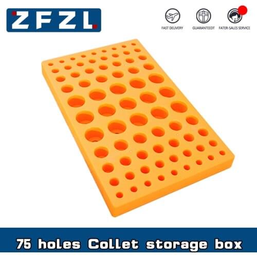 New CNC machine tool ER collet storage box 75 hole ER11 ER16 ER20 ER25 ER32 hard plastic storage and finishing box