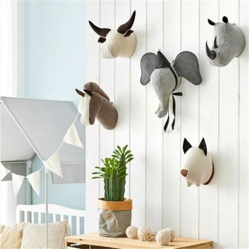 Korean Style Felt Hunting Animal Head Horse/Dog Wall Hanging Decor Hunting Animal Pendant Bedroom Decor Artwork Photo Props