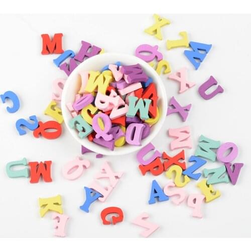 100pcs 15x10mm Colorful Wooden Letter Flatback Cabochon Decoration Handicraft For Scrapbooking Cardmaking Cute Diy Accessories