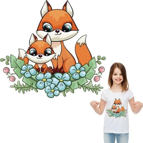 Fox Pattern Patch Iron On Heat Press Hot Tear Transfer Paper Diy Hoodie Tops Punk Patch Easy Print By Household Irons