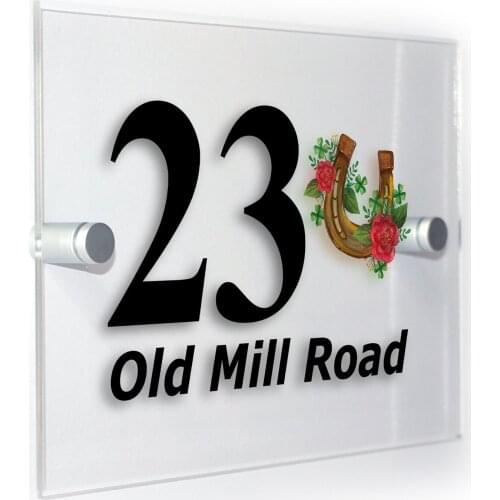 DIY House Number Lucky Horseshoe Classic Style Custom House Door Number Sign Plaque