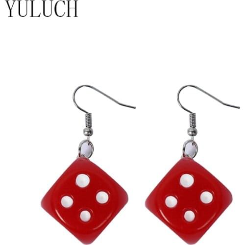 YULUCH Women exaggerated resin dice pendant earrings Ladies elegant unique jewelry girls simple accessories woman earring 6 pair