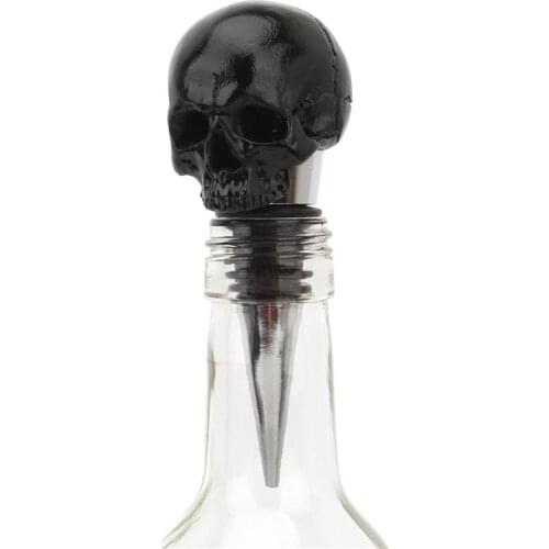 Stereo Black Skull Head Wine Stopper Ghost Head Glass Wine Bottle Stopper Creative Home Dining Kitchen Bar Tools