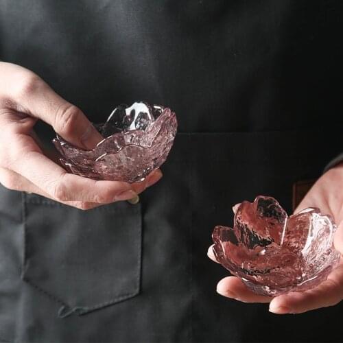 Japanese Cherry Blossoms Seasoning Plate Nordic Tableware Gold Inlay Glass Sauce Bowl Mini Vinegar Dish Kitchen Accessories Tool