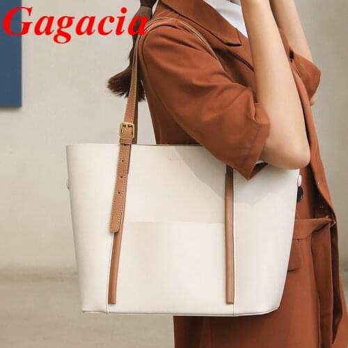 GAGACIA Genuine Leather Handbag For Women Large Capacity Shoulder Bag 2021 New Womans Travel Tote Bucket Handbags Bolso Mujer