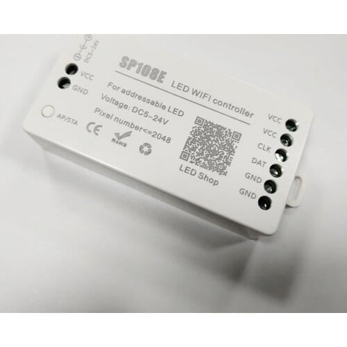 SP108E LED SPI Wifi pixel IC Controller by smart phone APP For WS2812B WS2813 SK9822 SK6812 RGBW APA102 LPD8806 Strip DC5-24V