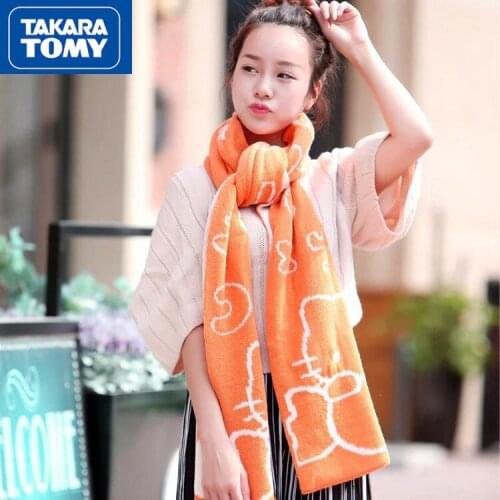 TAKARA TOMY winter fashion new style 2021 cute cartoon Hello Kitty wool scarf simple student knitting thick warm scarf