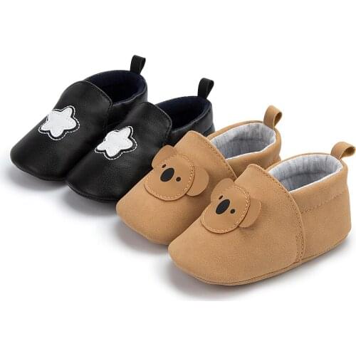 Infant Baby Girls Boys Walking Slippers Cute Star/Animal Pattern Soft Sole Anti-Slip Crib Shoes First Walkers 0-18Months