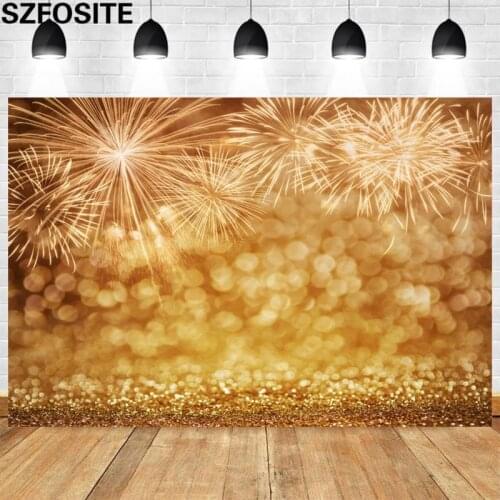 Photography Background Beautiful Firework Golden Spot Party Picture Child Birthday Decoration Studio Photo Props Vinyl Backdrop