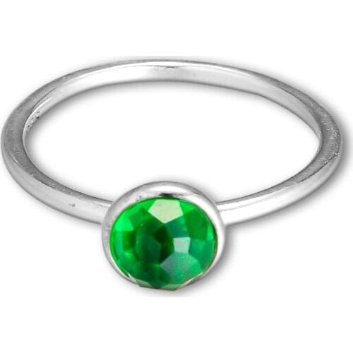 May Droplet Ring 925 Sterling Silver Royal-Green Crystal Birthstones Rings for Women Sterling-Silver-Jewelry #52-58