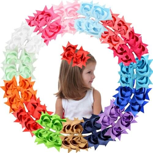 30Pcs/15 Color Girls Hair Bows Clips Large Big Grosgrain Ribbon Bows Pinwheel Alligator Clips Hair Accessories for Girls Toddler