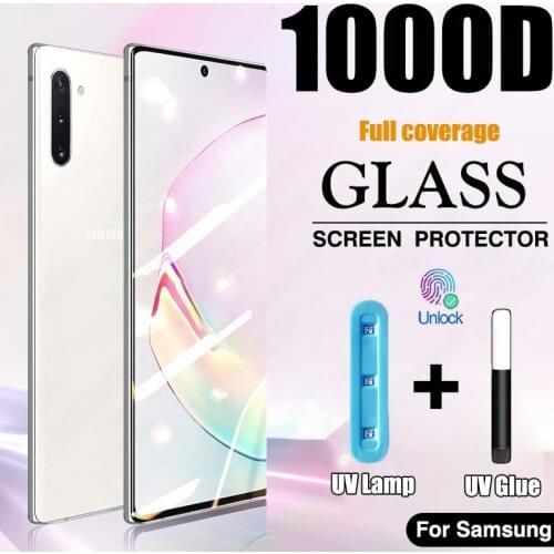 Screen Protector S8 S9 S10 S21 S20 Plus Ultra UV Tempered Glass Note 10 20 8 9 Plus Ultra Full Cover s10e s8 s9 plus Protect s10